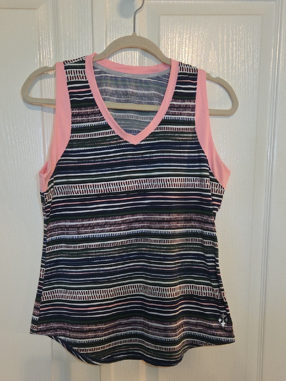 Jofit Striped V-Neck Sleeveless Top - Pink and Navy
